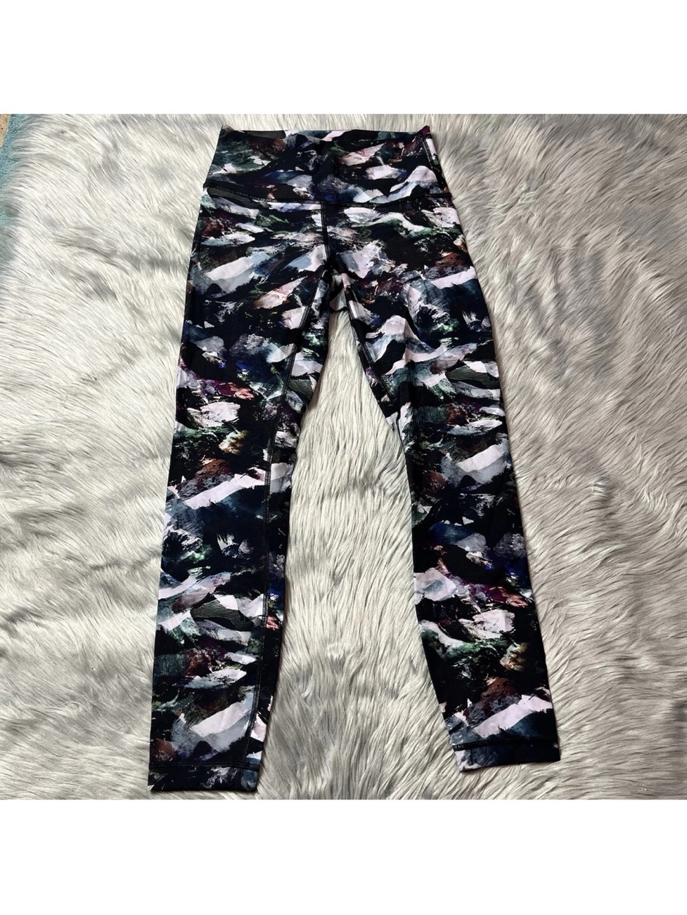 Lululemon Wunder Under High Rise Leggings 25” Glacier Camo Barre3 Logo Size 6